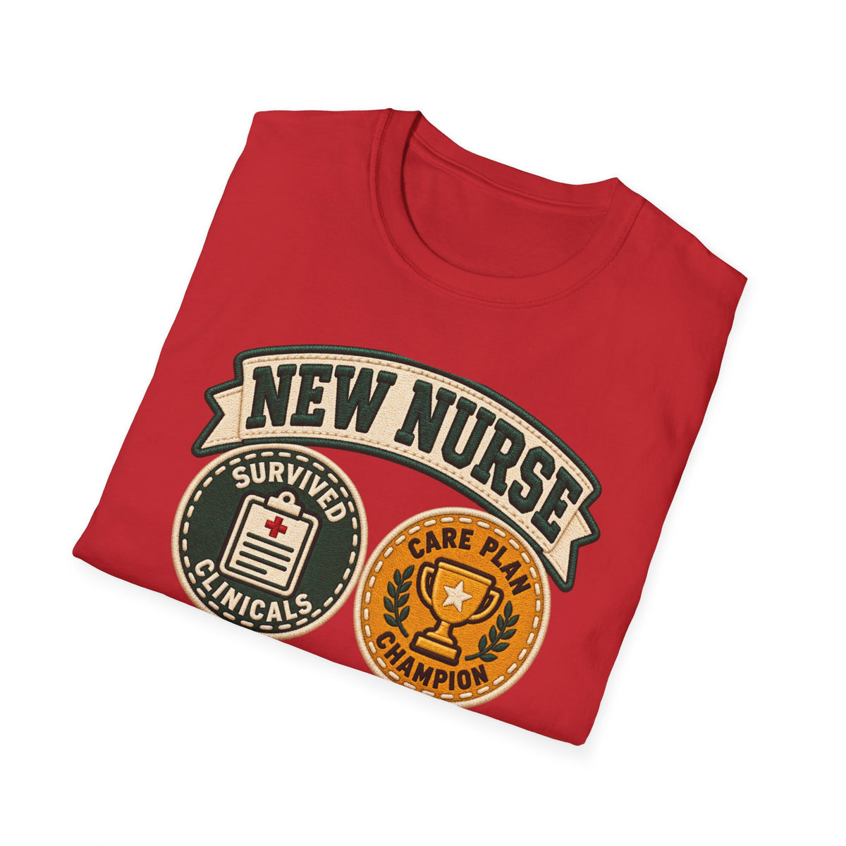 New Nurse Badge T-Shirt — "New Nurse" Vintage Patch Graphic Tee for Nursing Graduates