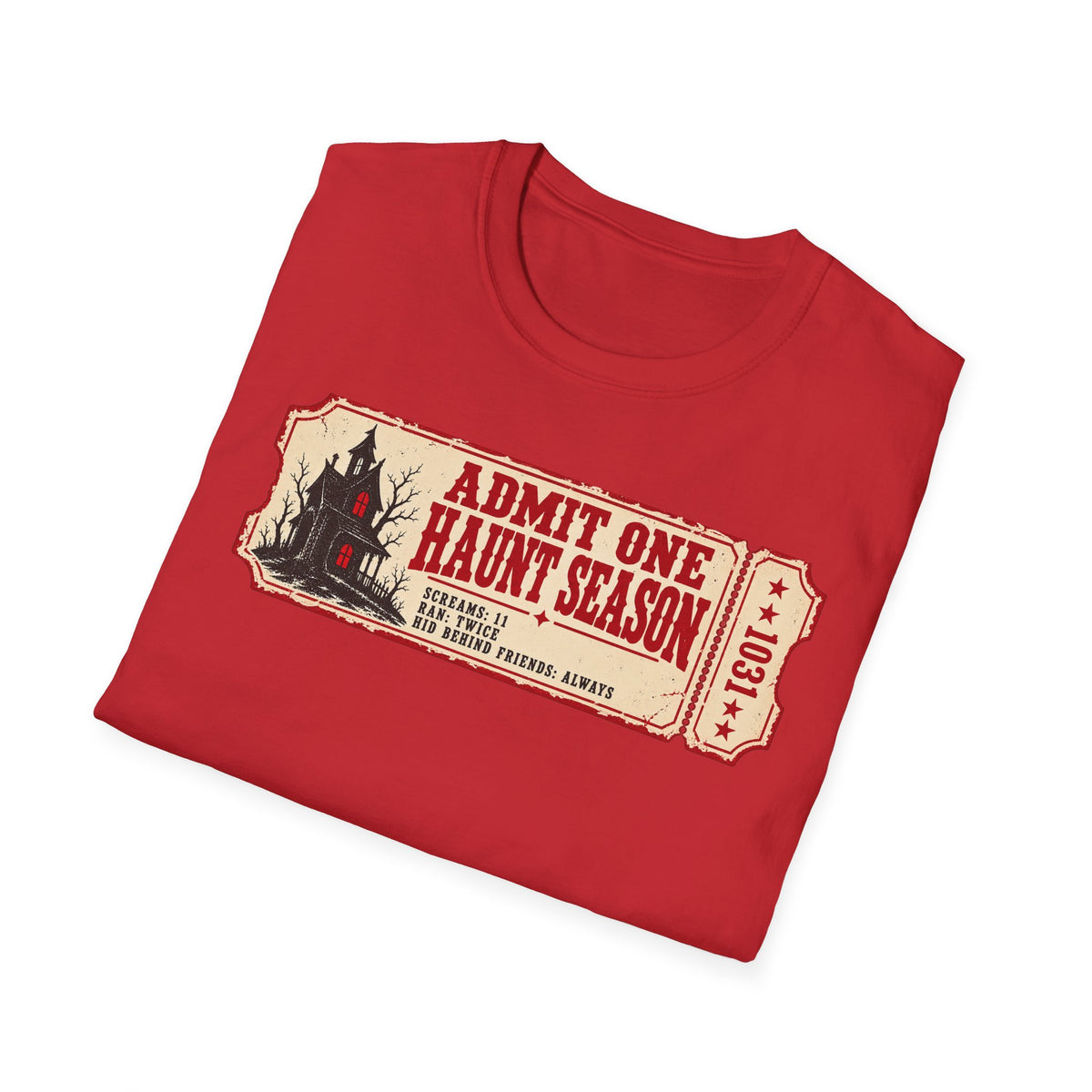 Haunt Season Ticket T-Shirt — "Admit One Haunt Season" Vintage Halloween Tee