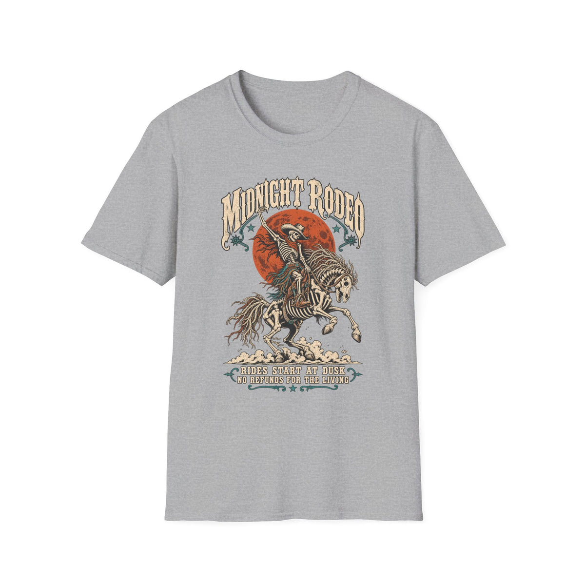 Midnight Rodeo T-Shirt — Skull Cowboy Horse Graphic Tee