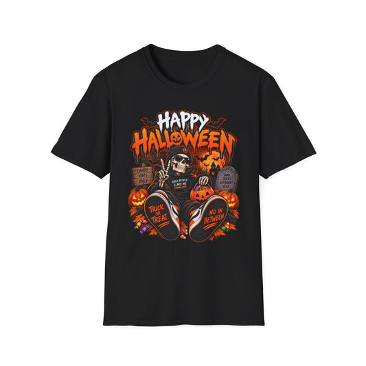 Happy Halloween Skeleton T-Shirt — Trick or Treat Pumpkin Graphic Tee
