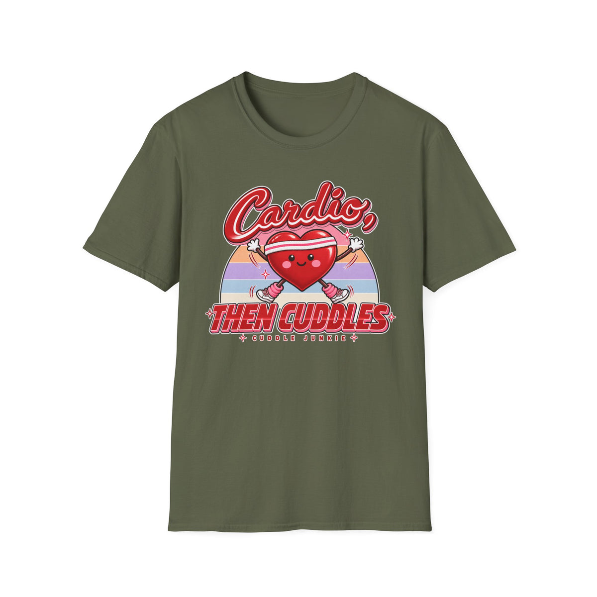 Cardio Then Cuddles T-Shirt – Cute Heart Fitness Graphic Tee