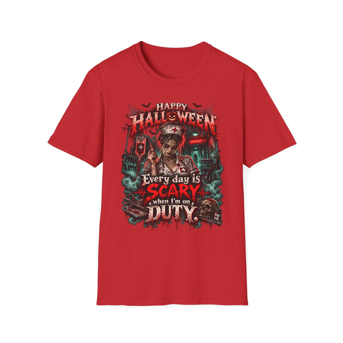 Halloween Nurse T-Shirt — "Every Day is Scary When I’m On Duty" Horror Medical Tee
