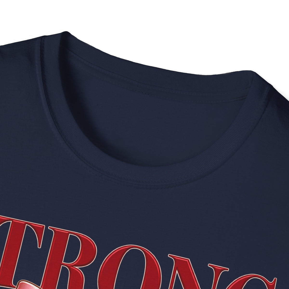 Strong & Soft T-Shirt — Dumbbell Graphic with Pink Ribbon (Fitness Gift)