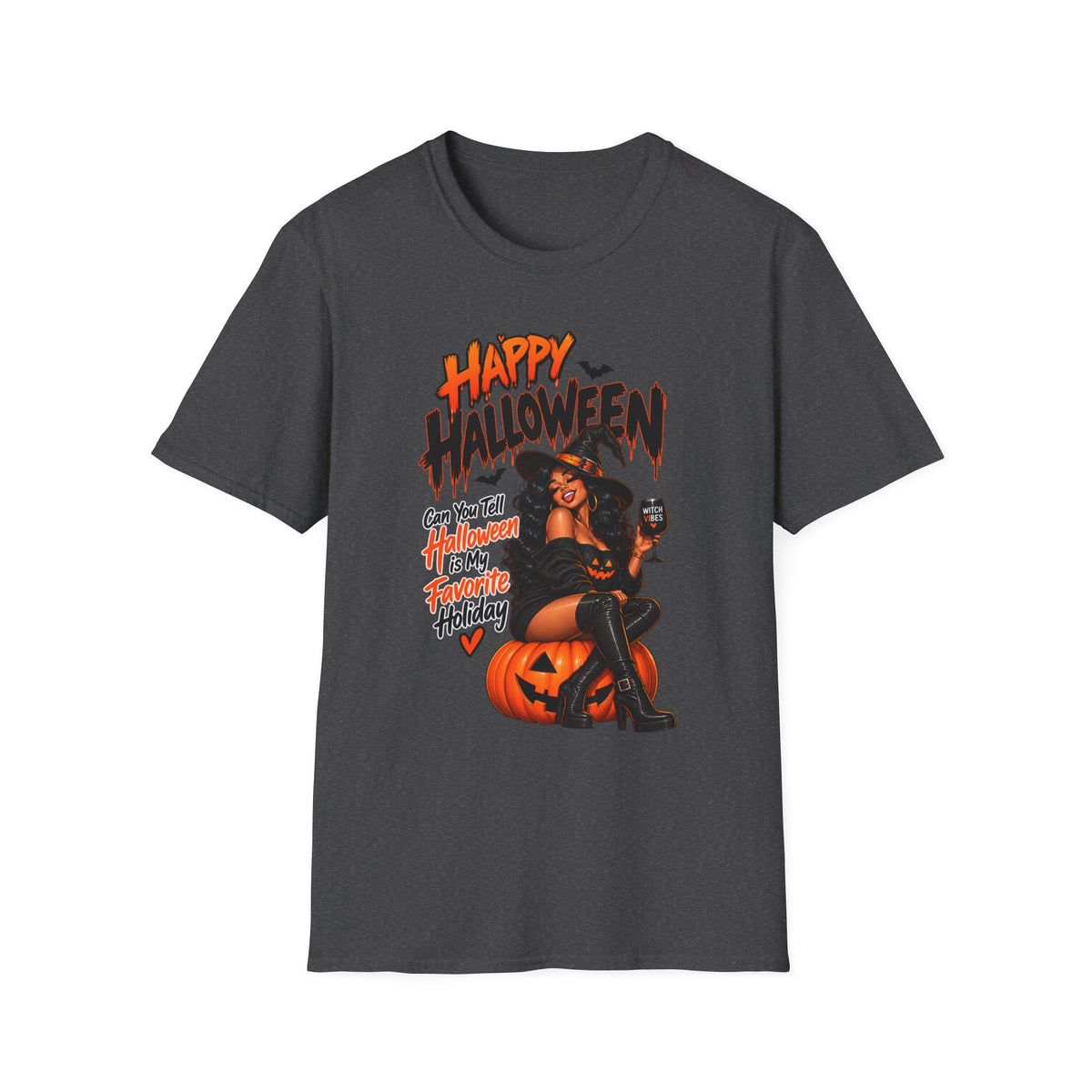 Happy Halloween Witch Pumpkin T-Shirt — Retro Pinup Halloween Graphic Tee
