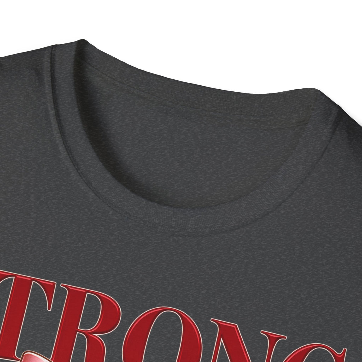 Strong & Soft T-Shirt — Dumbbell Graphic with Pink Ribbon (Fitness Gift)