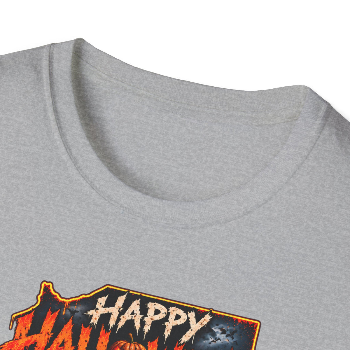 Happy Halloween Retro Tee — Moonlit Skull & Pumpkin Graveyard