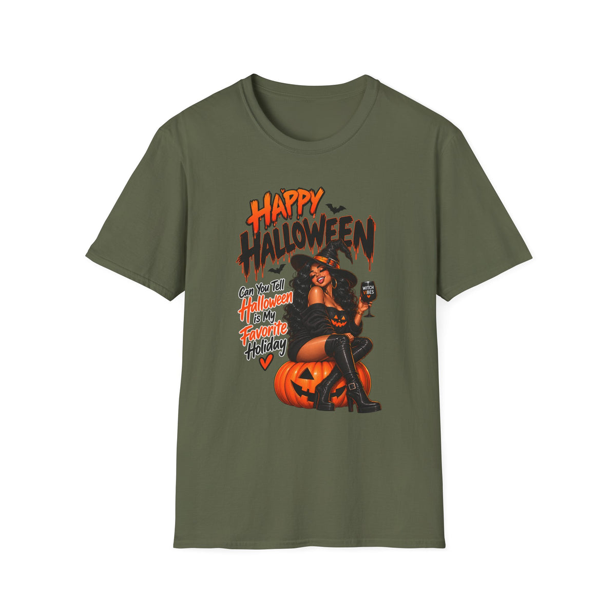 Happy Halloween Witch Pumpkin T-Shirt — Retro Pinup Halloween Graphic Tee