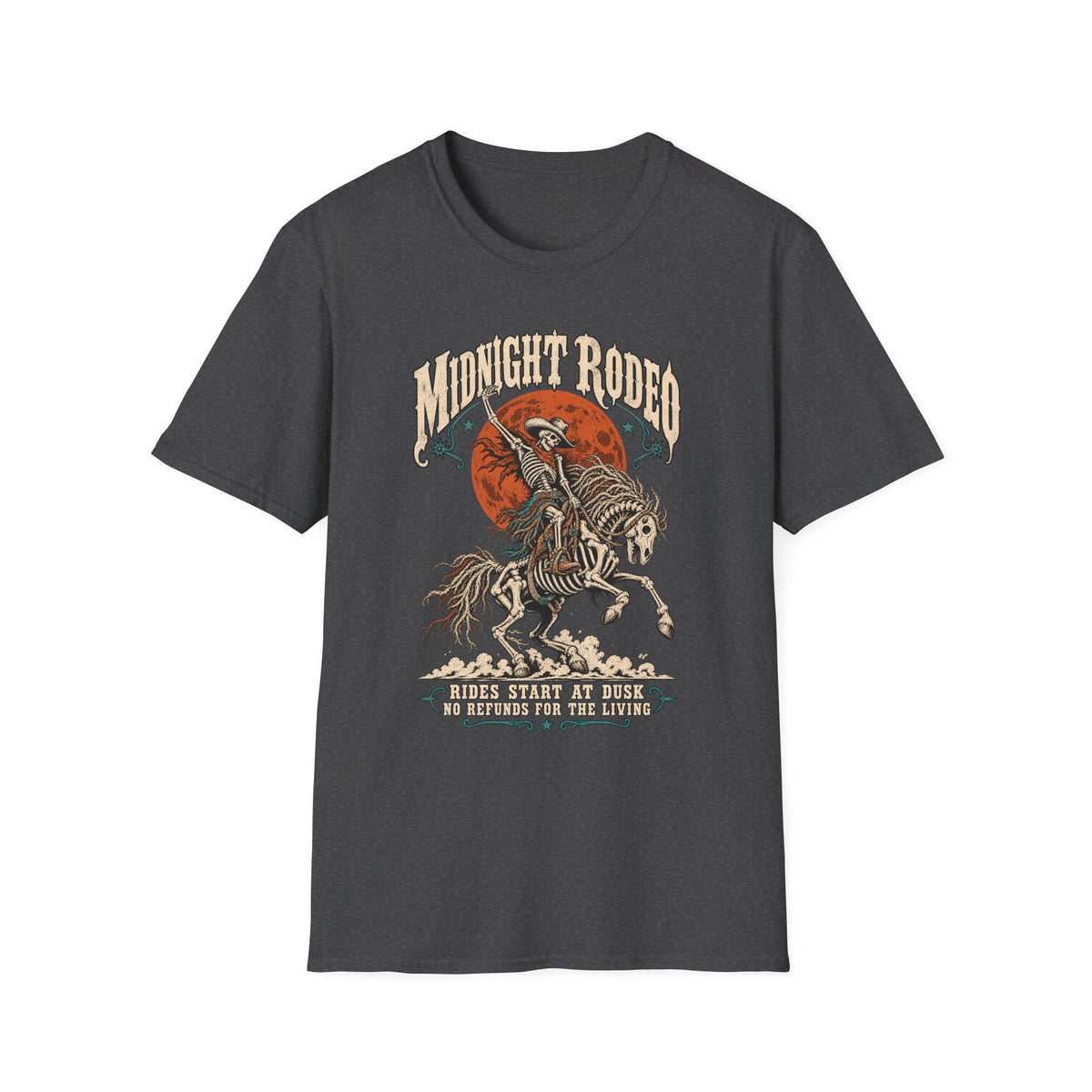 Midnight Rodeo T-Shirt — Skull Cowboy Horse Graphic Tee