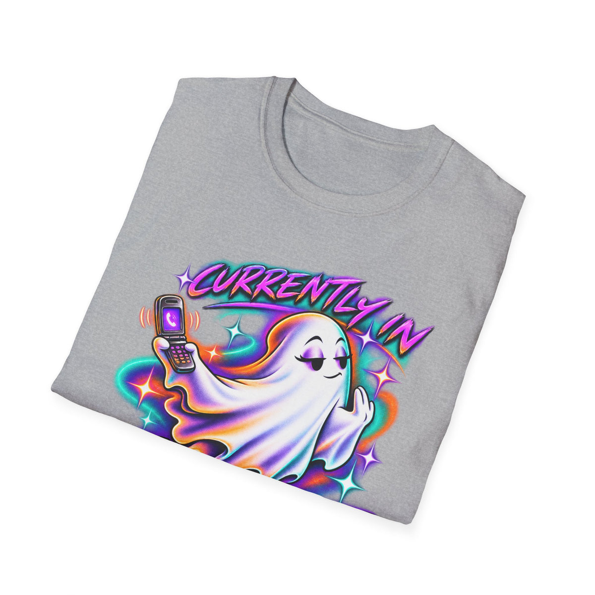 Ghost Mode T‑Shirt — "Currently in Ghost Mode" Cute Neon Ghost Graphic Tee
