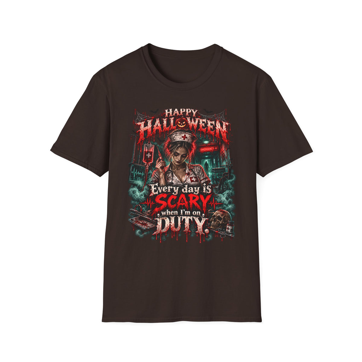 Halloween Nurse T-Shirt — "Every Day is Scary When I’m On Duty" Horror Medical Tee