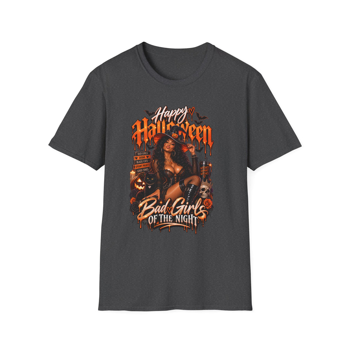 Halloween 'Bad Girls of the Night' Graphic T-Shirt — Spooky Pin-Up Horror Tee