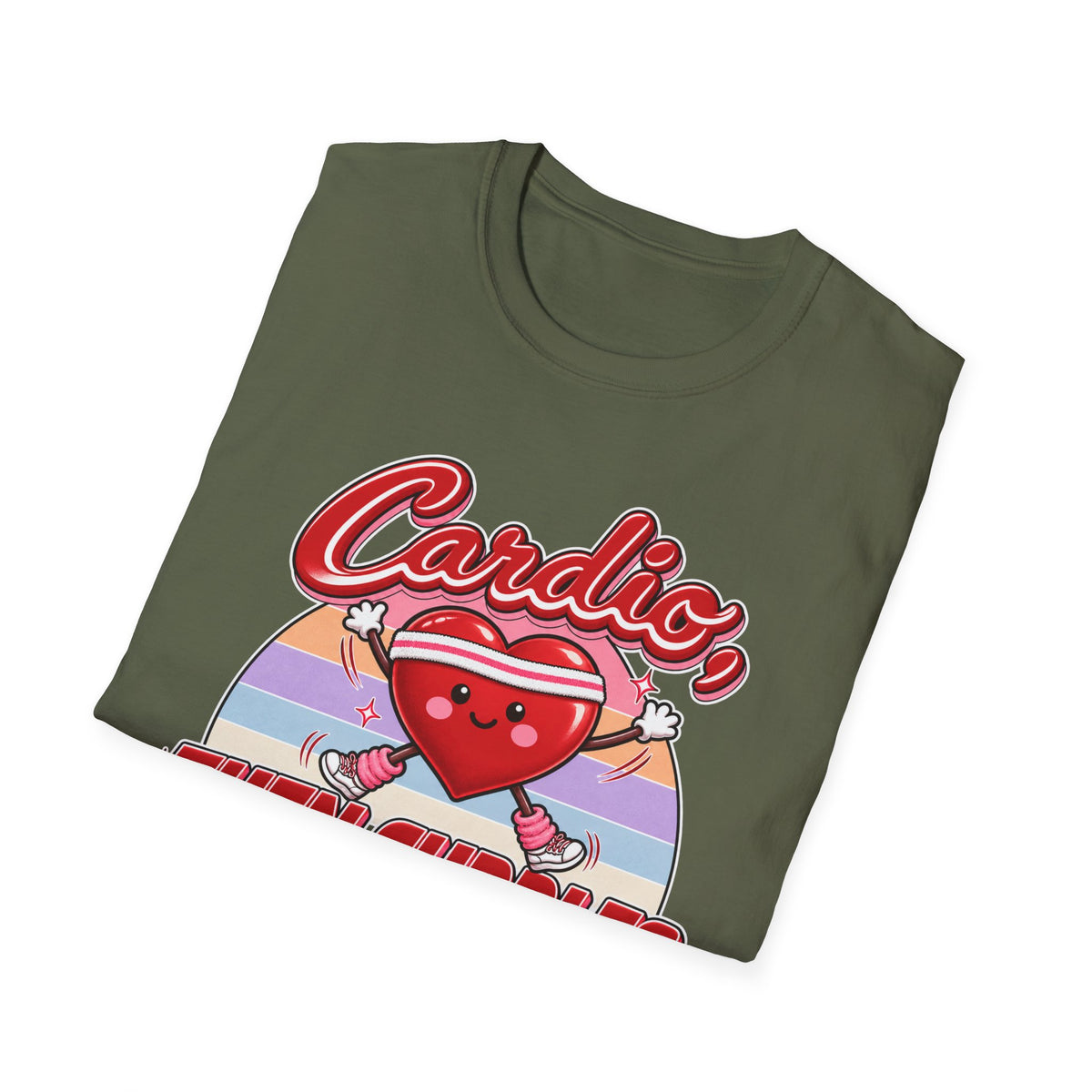 Cardio Then Cuddles T-Shirt – Cute Heart Fitness Graphic Tee