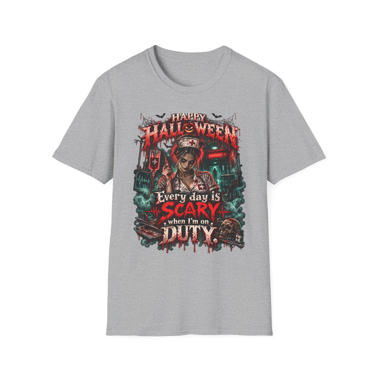 Halloween Nurse T-Shirt — "Every Day is Scary When I’m On Duty" Horror Medical Tee