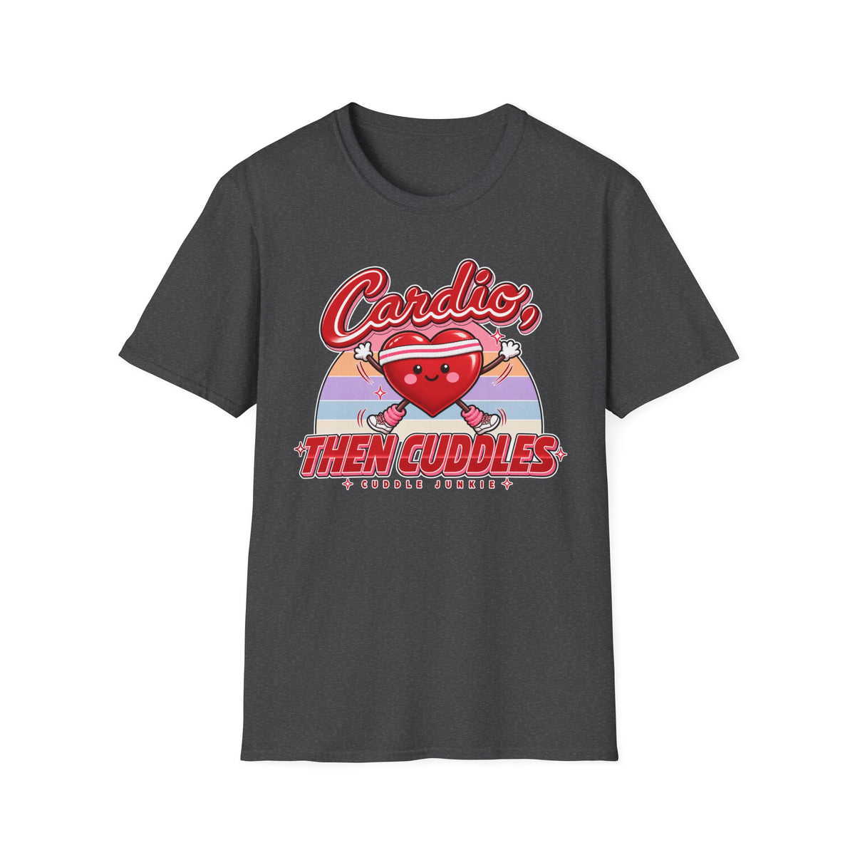 Cardio Then Cuddles T-Shirt – Cute Heart Fitness Graphic Tee