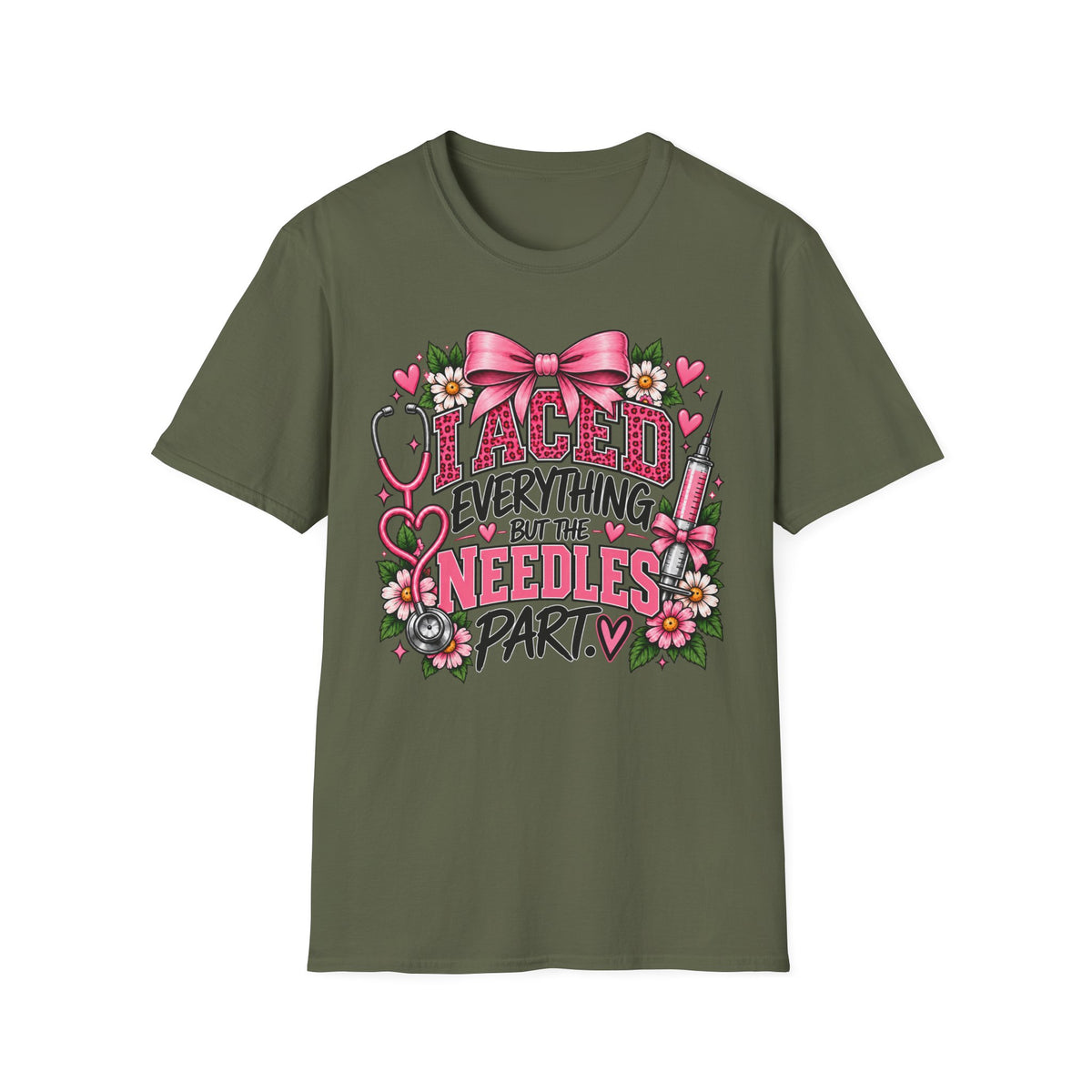 I Aced Everything But The Needles Part T-Shirt — Nurse RN Cute Floral Graduation Gift