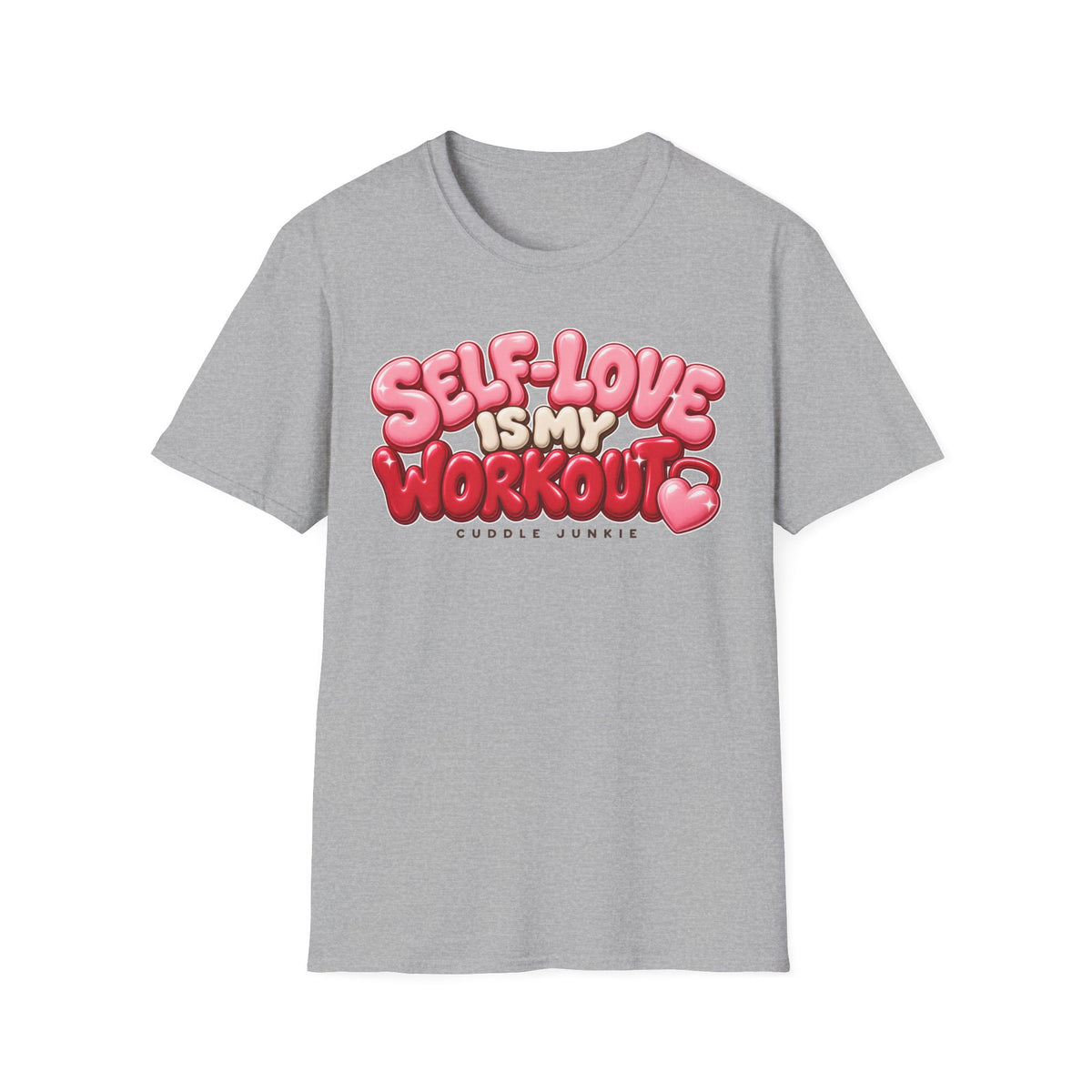 Self-Love Is My Workout T-Shirt — Cute Pink Bubble Text Tee for Women & Teens