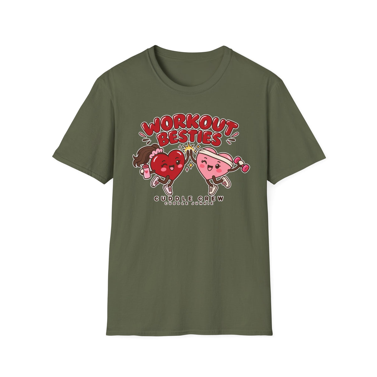 Workout Besties T-Shirt — Cuddle Crew Cute Heart Fitness Tee
