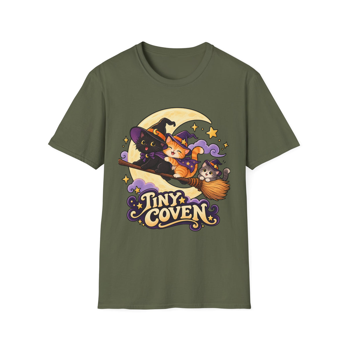 Tiny Coven Witch T-Shirt — Cute Halloween Cat Witches Graphic Tee