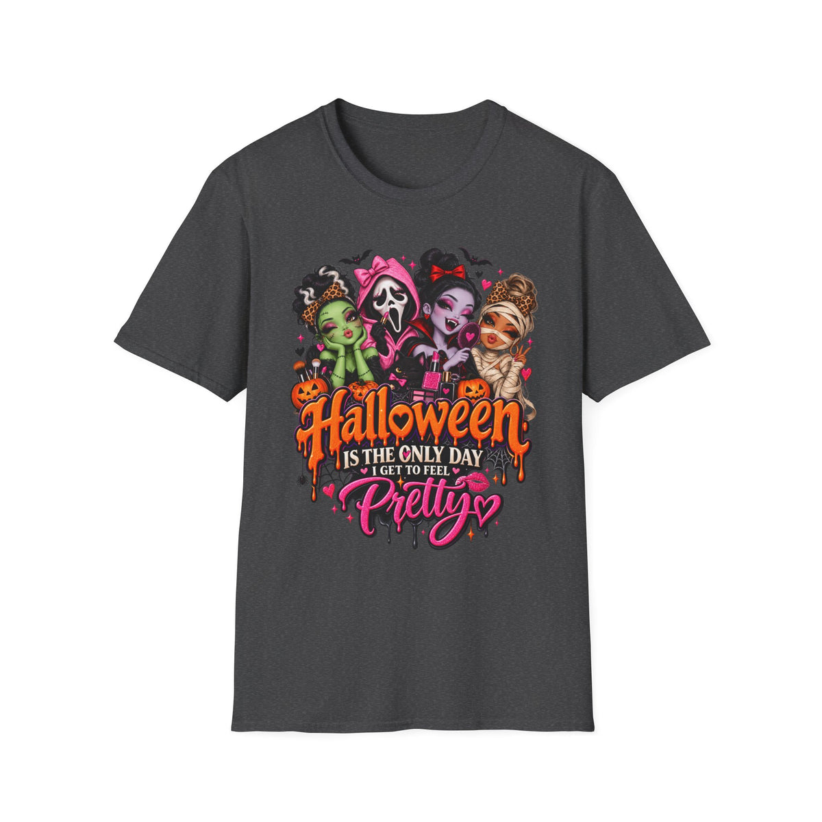 Halloween Pretty T-Shirt — Cute Scary Girls Graphic Tee ("Halloween is the Only Day I Get to Feel Pretty")
