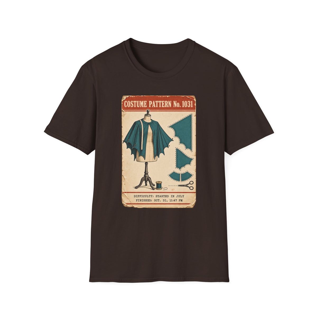 Vintage Costume Pattern T-Shirt — 'Costume Pattern No. 1031' Retro Halloween Tee