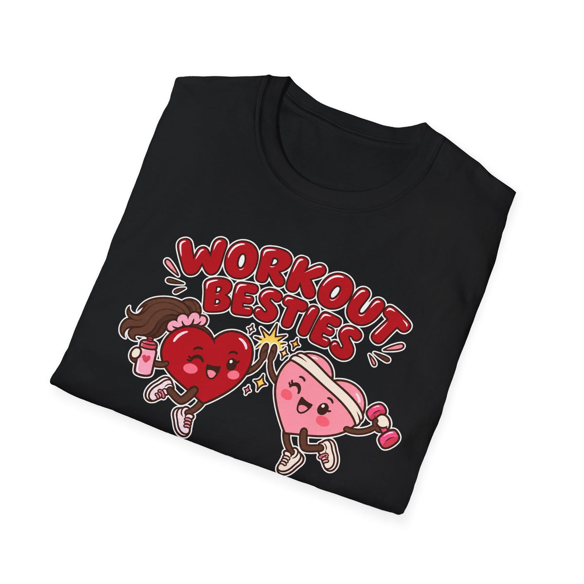 Workout Besties T-Shirt — Cuddle Crew Cute Heart Fitness Tee