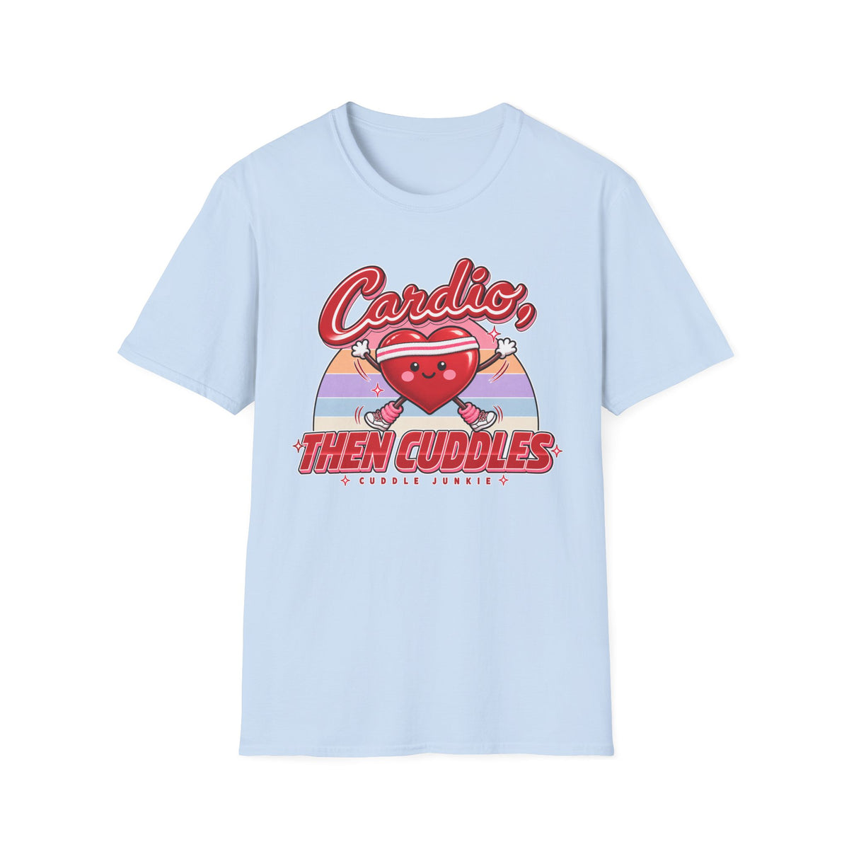 Cardio Then Cuddles T-Shirt – Cute Heart Fitness Graphic Tee