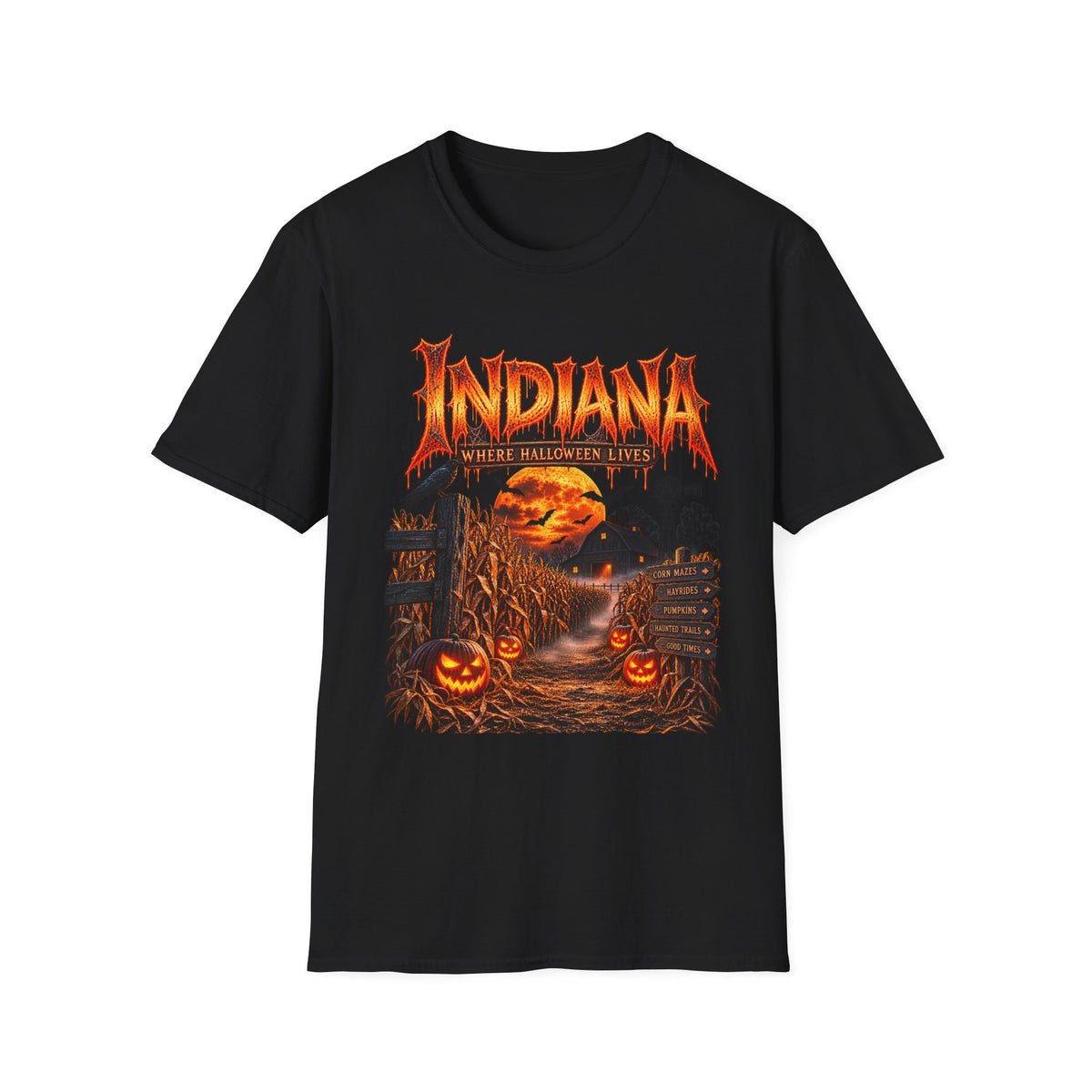Indiana Halloween T-Shirt — Where Halloween Lives Pumpkin Night Tee