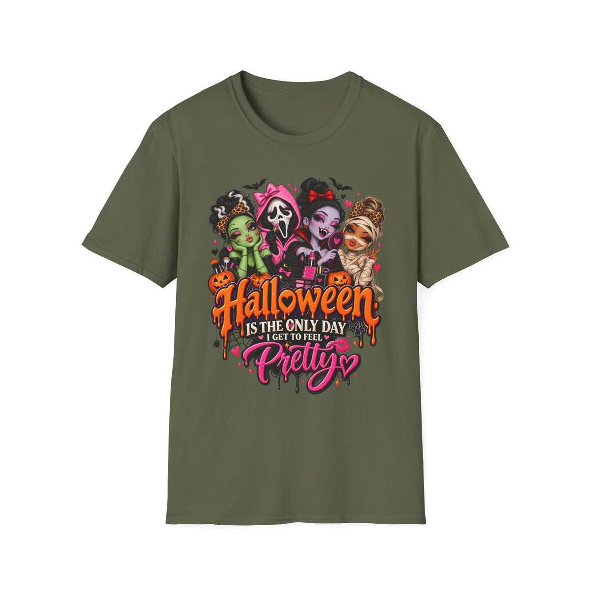 Halloween Pretty T-Shirt — Cute Scary Girls Graphic Tee ("Halloween is the Only Day I Get to Feel Pretty")