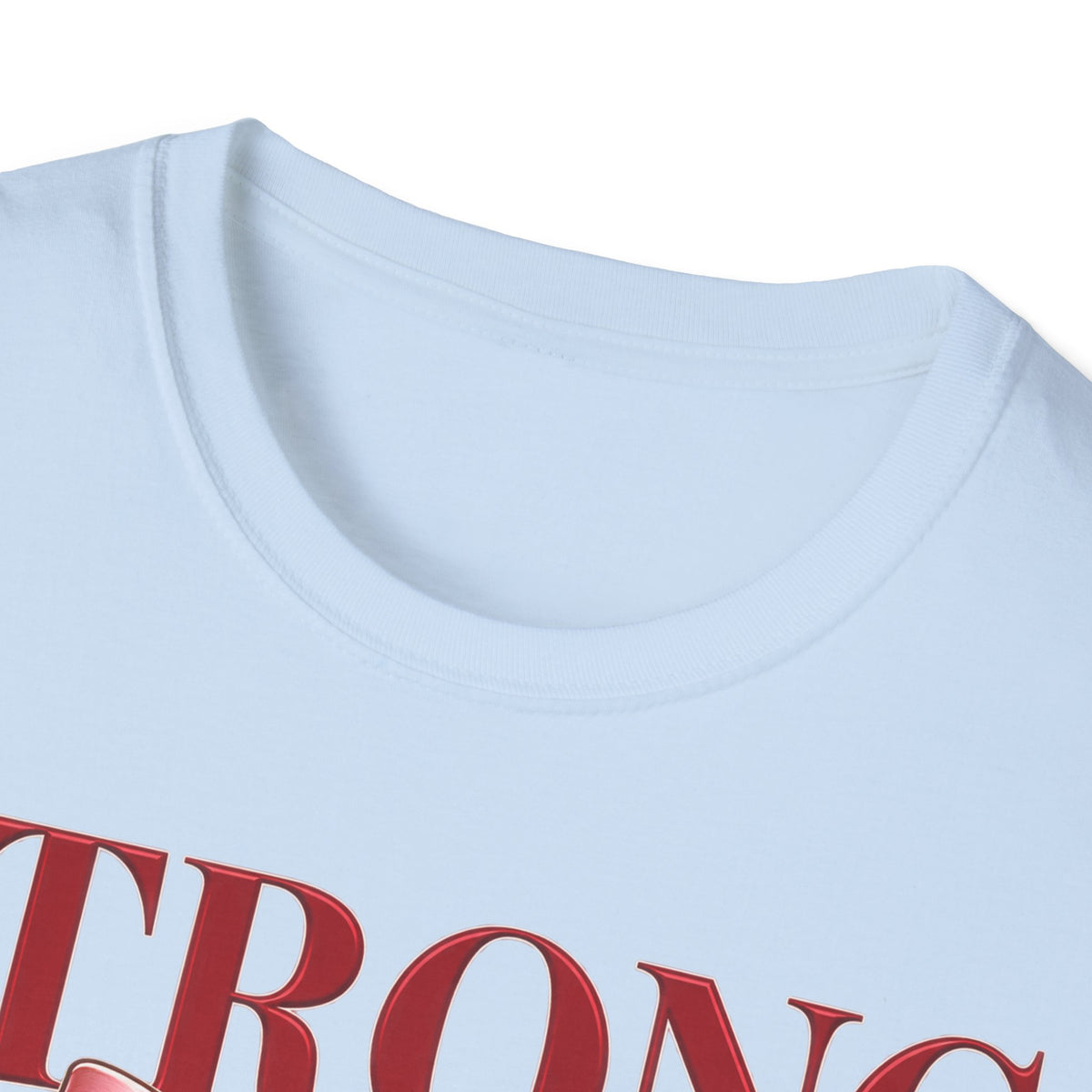 Strong & Soft T-Shirt — Dumbbell Graphic with Pink Ribbon (Fitness Gift)