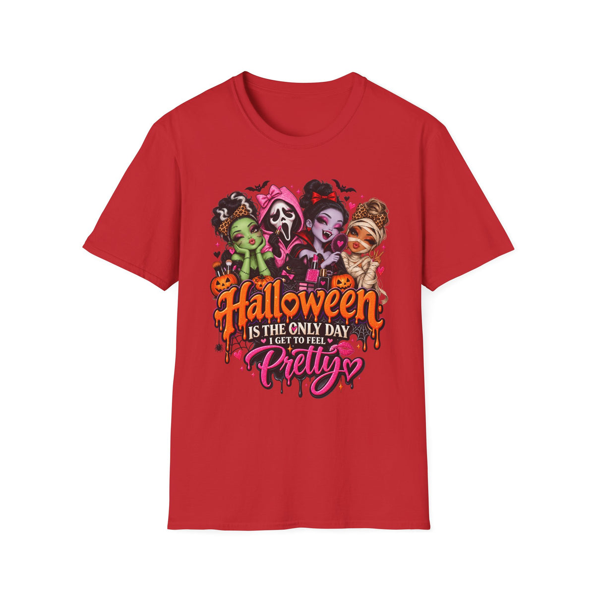 Halloween Pretty T-Shirt — Cute Scary Girls Graphic Tee ("Halloween is the Only Day I Get to Feel Pretty")