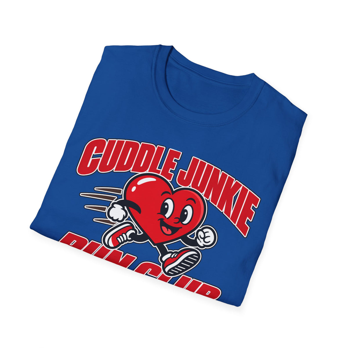 Cuddle Junkie Run Club T-Shirt — Retro Heart Runner Graphic Tee