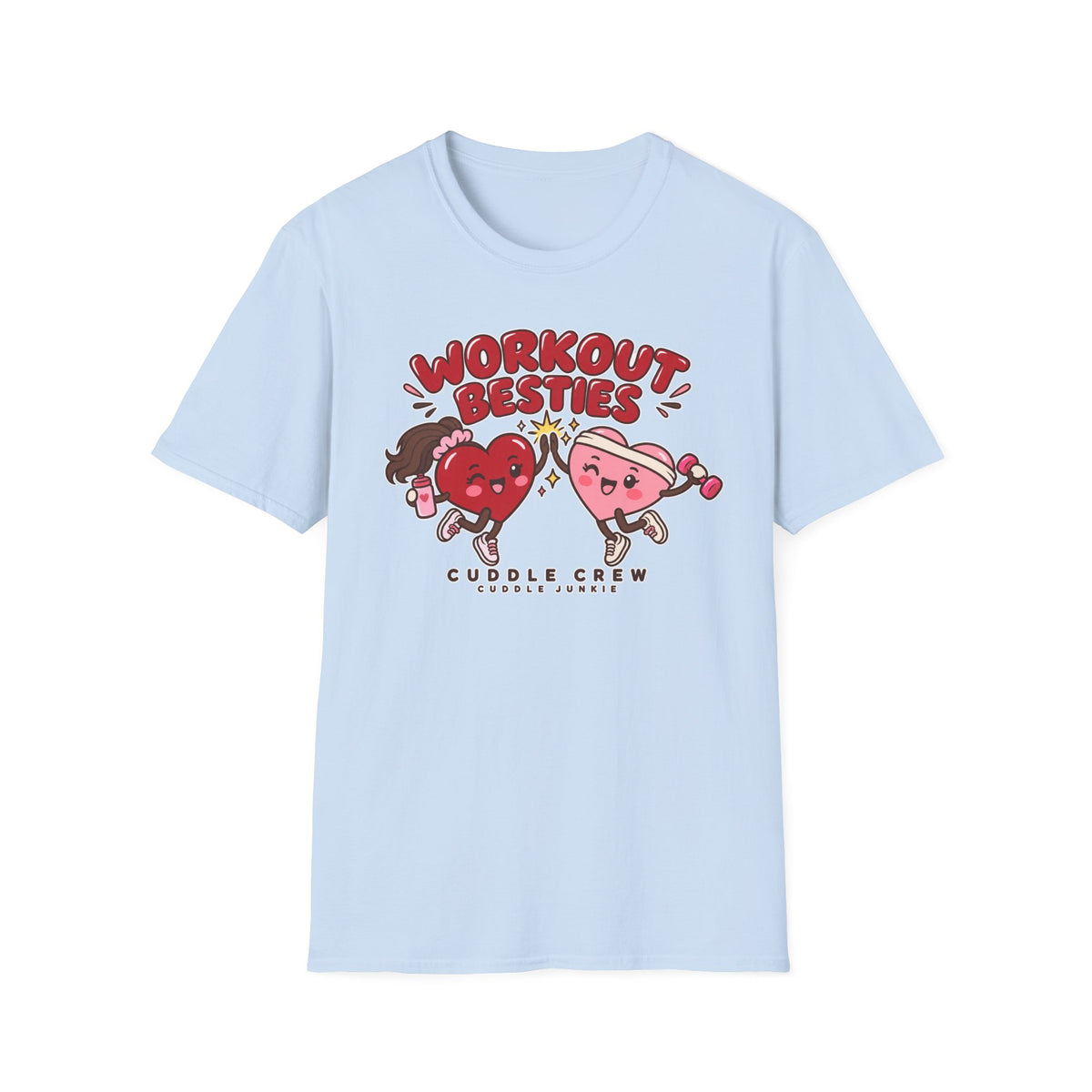 Workout Besties T-Shirt — Cuddle Crew Cute Heart Fitness Tee