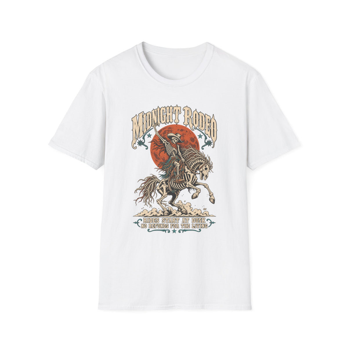 Midnight Rodeo T-Shirt — Skull Cowboy Horse Graphic Tee
