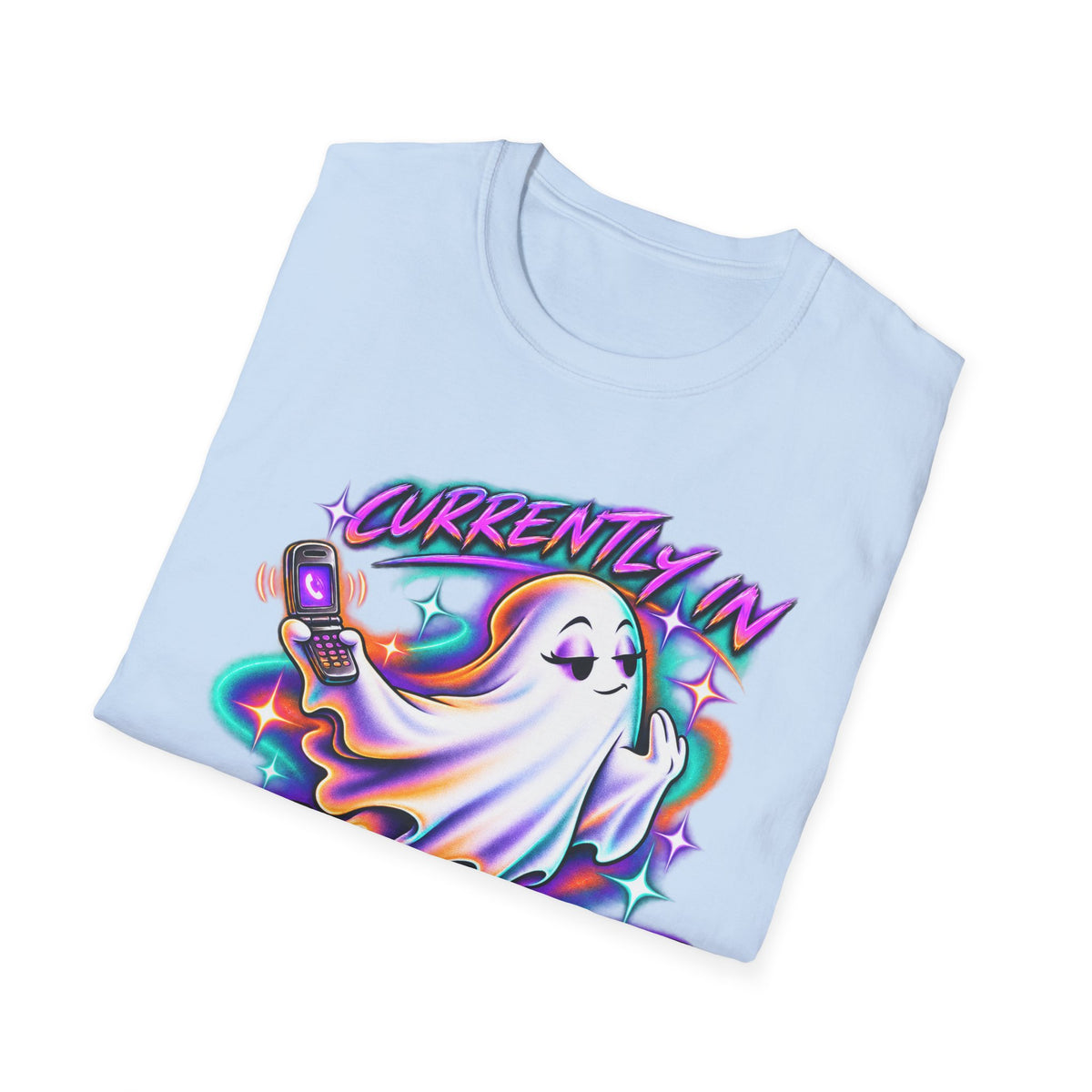 Ghost Mode T‑Shirt — "Currently in Ghost Mode" Cute Neon Ghost Graphic Tee