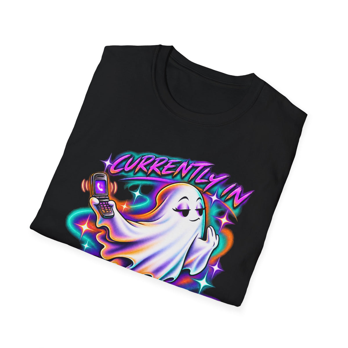 Ghost Mode T‑Shirt — "Currently in Ghost Mode" Cute Neon Ghost Graphic Tee