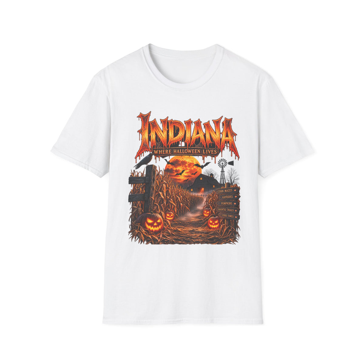 Indiana Halloween T-Shirt — Where Halloween Lives Pumpkin Night Tee