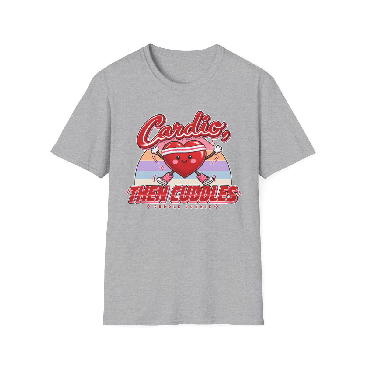 Cardio Then Cuddles T-Shirt – Cute Heart Fitness Graphic Tee