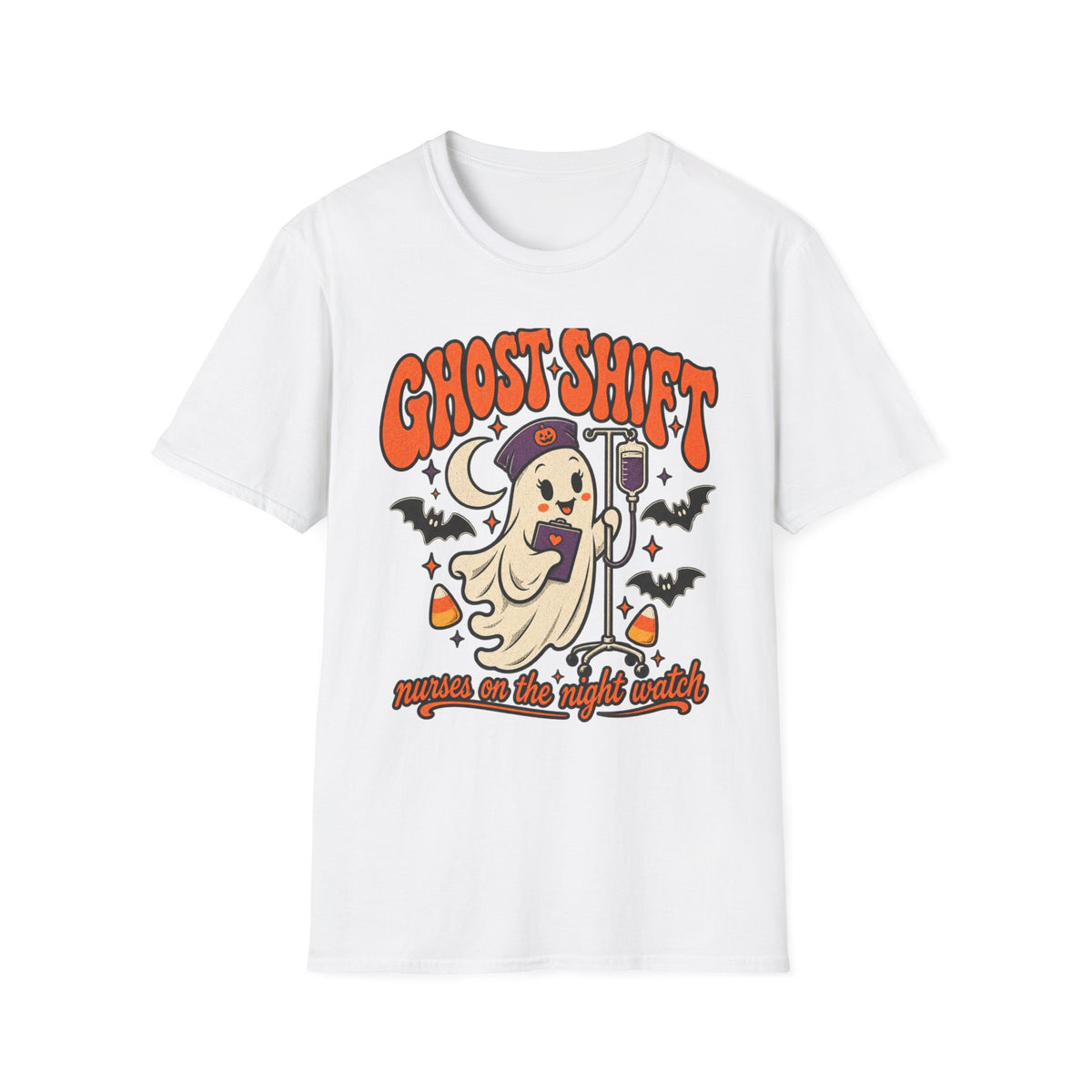 Ghost Shift T-Shirt — Cute Nurse Ghost Halloween Night Shift Tee