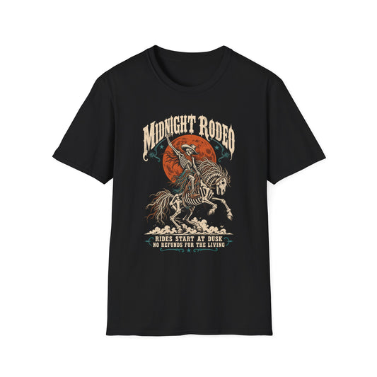 Midnight Rodeo T-Shirt — Skull Cowboy Horse Graphic Tee
