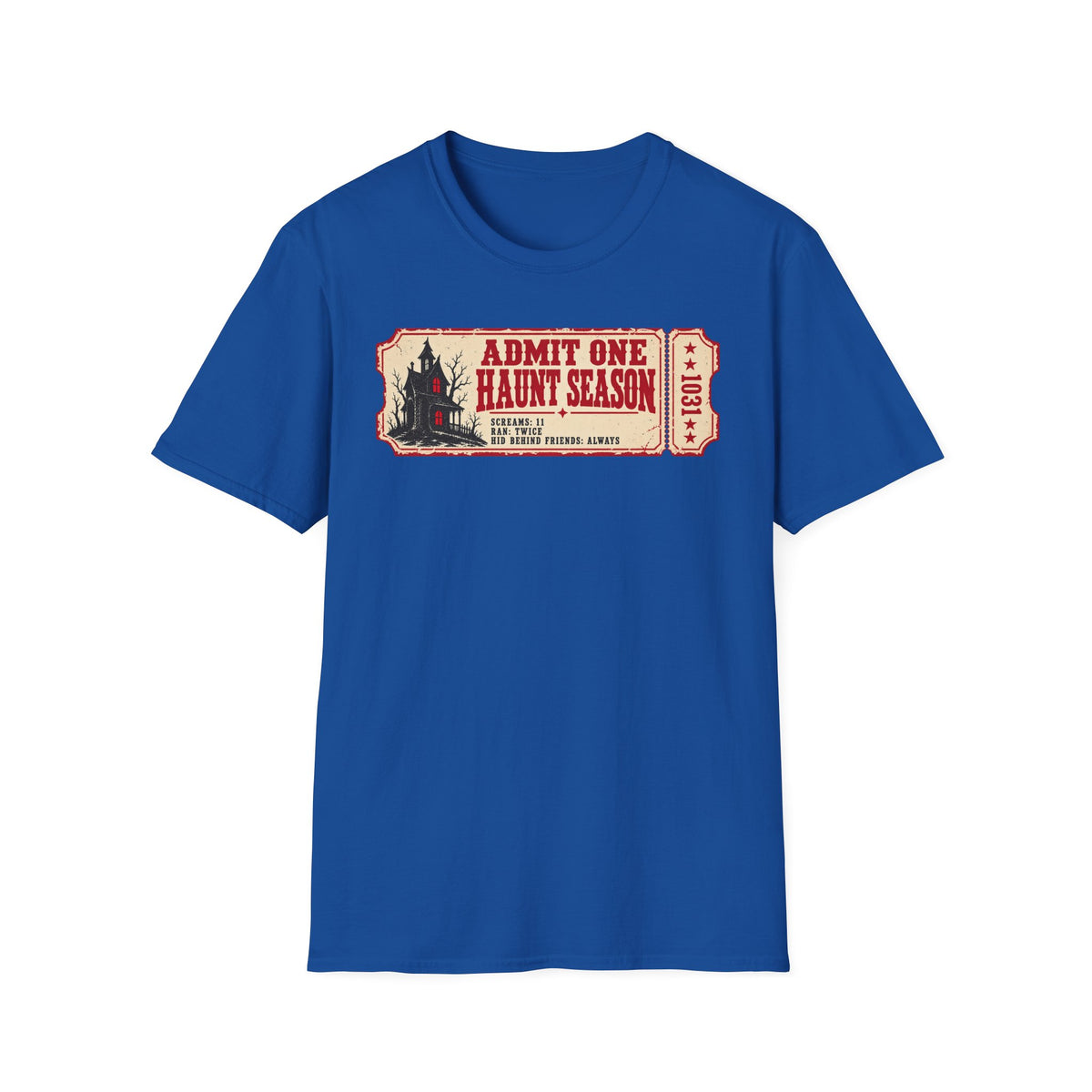 Haunt Season Ticket T-Shirt — "Admit One Haunt Season" Vintage Halloween Tee