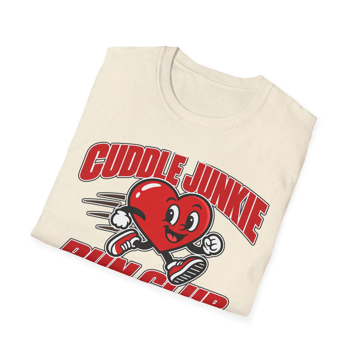 Cuddle Junkie Run Club T-Shirt — Retro Heart Runner Graphic Tee