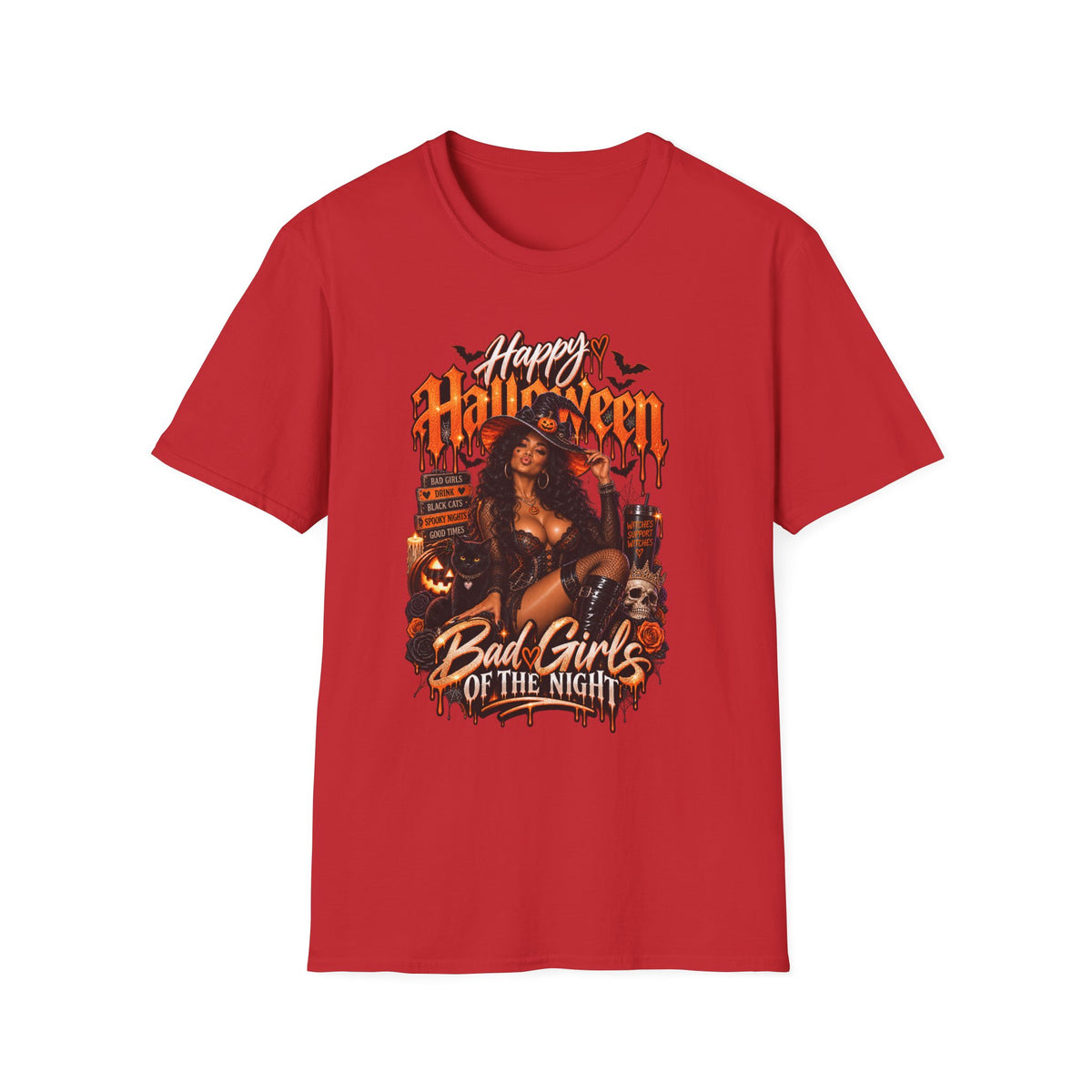 Halloween 'Bad Girls of the Night' Graphic T-Shirt — Spooky Pin-Up Horror Tee