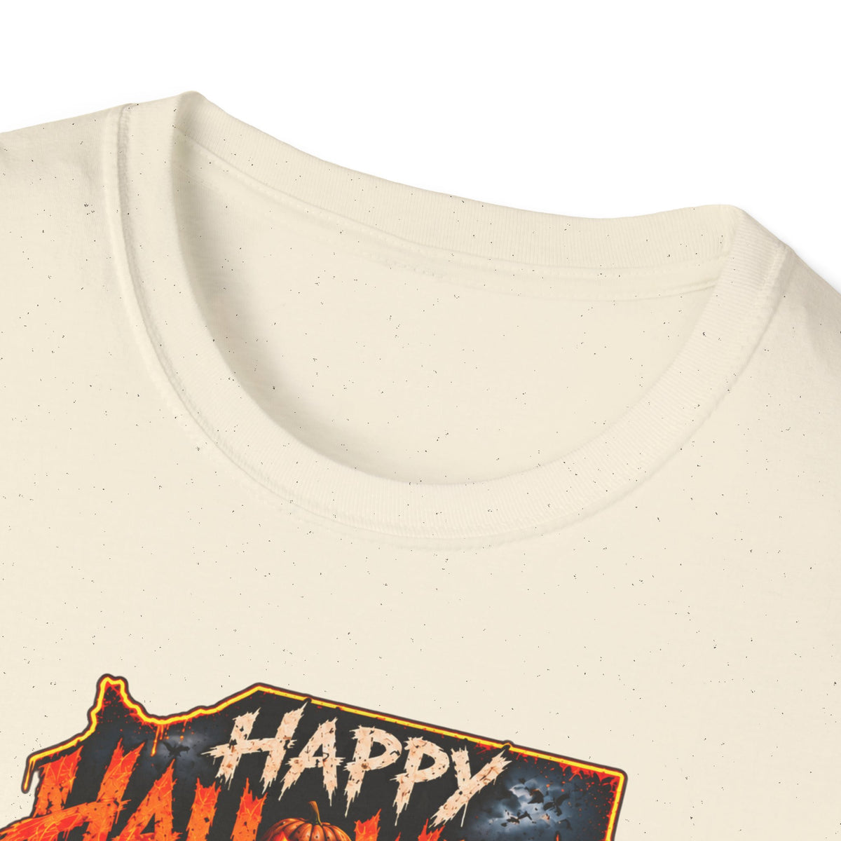 Happy Halloween Retro Tee — Moonlit Skull & Pumpkin Graveyard