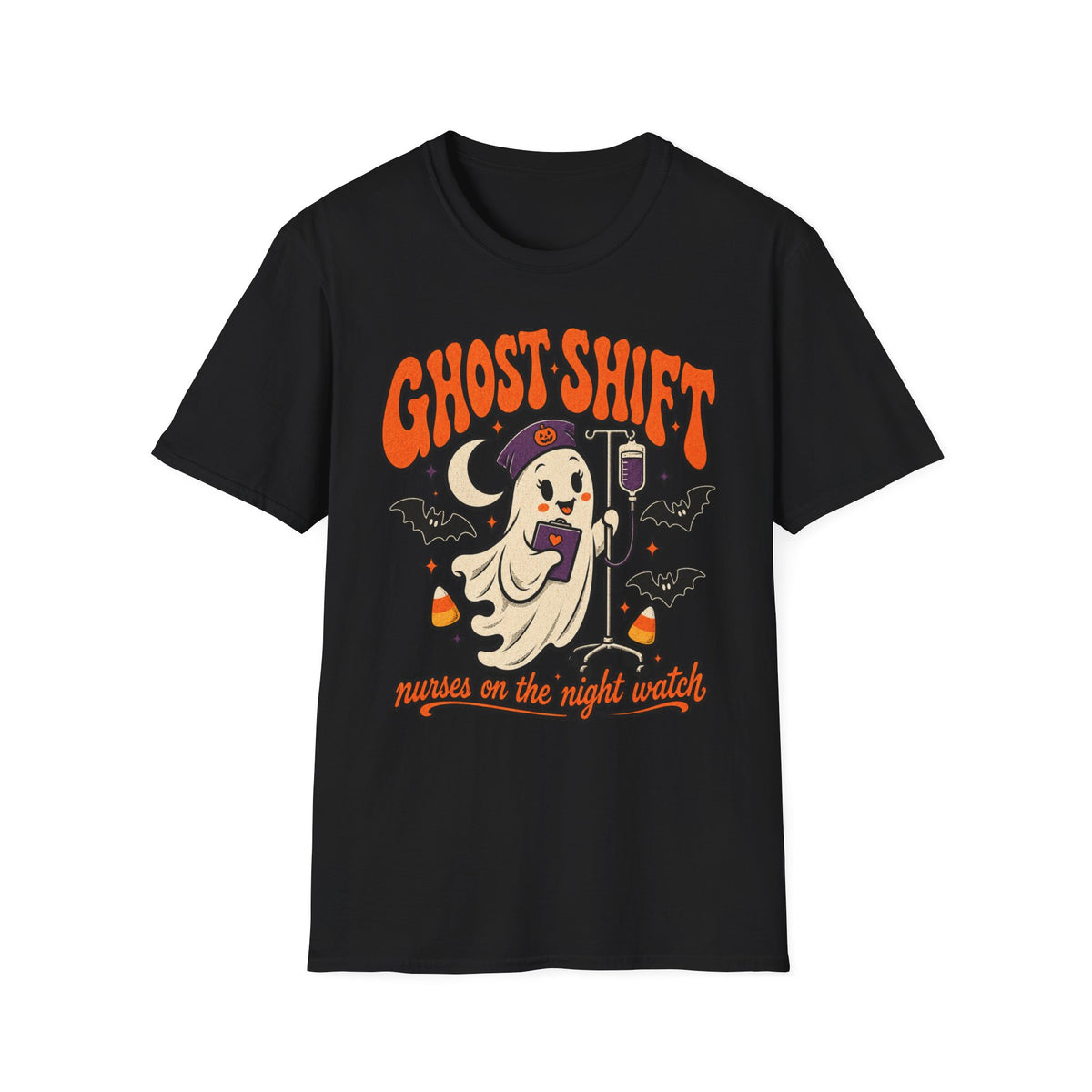 Ghost Shift T-Shirt — Cute Nurse Ghost Halloween Night Shift Tee