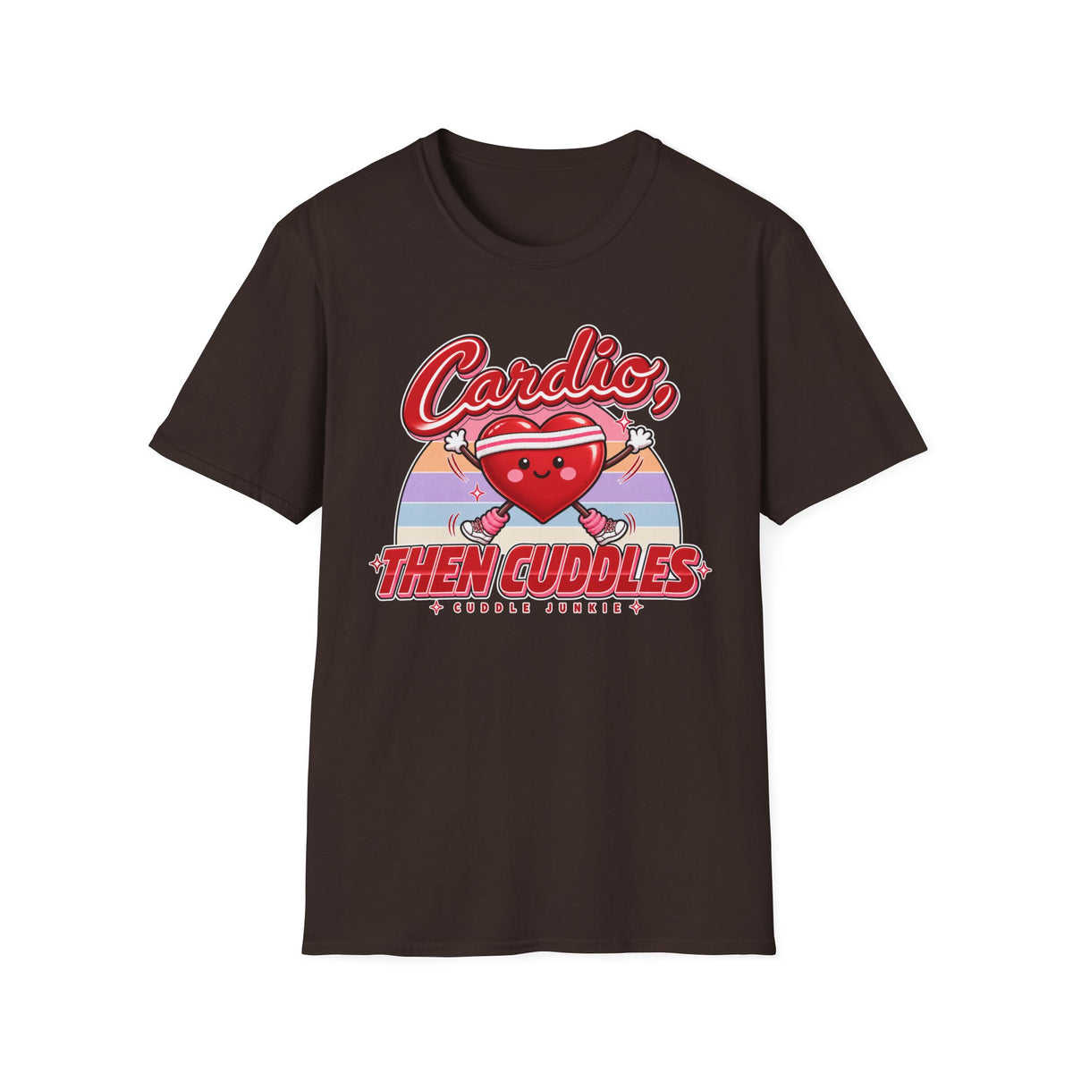 Cardio Then Cuddles T-Shirt – Cute Heart Fitness Graphic Tee