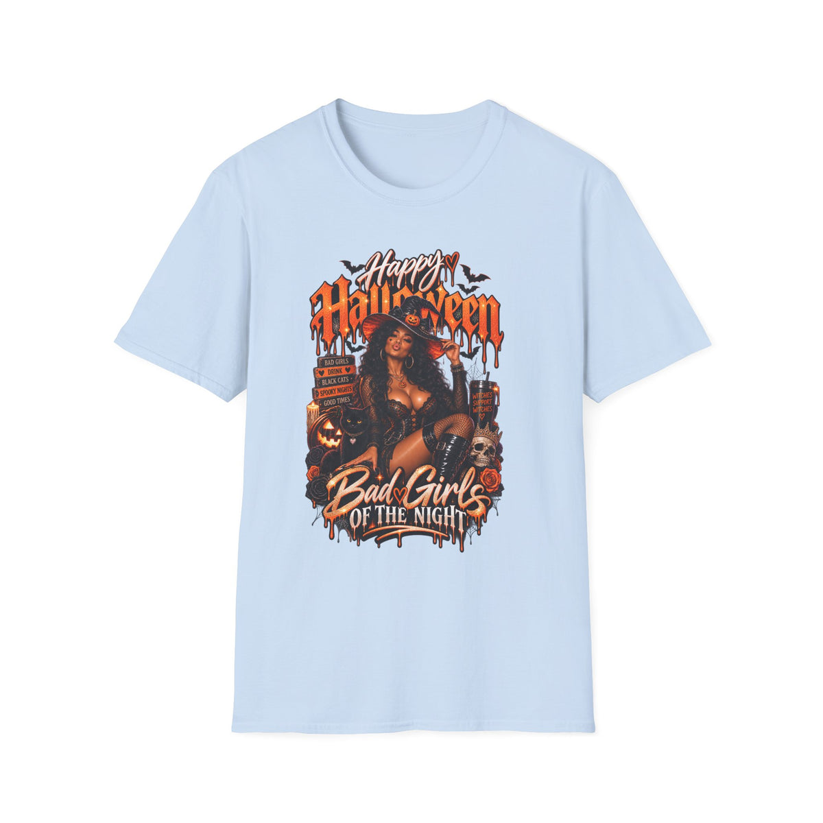 Halloween 'Bad Girls of the Night' Graphic T-Shirt — Spooky Pin-Up Horror Tee