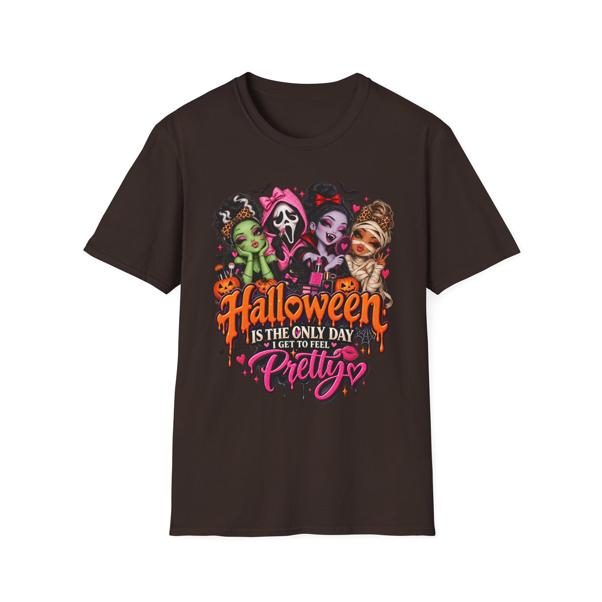 Halloween Pretty T-Shirt — Cute Scary Girls Graphic Tee ("Halloween is the Only Day I Get to Feel Pretty")