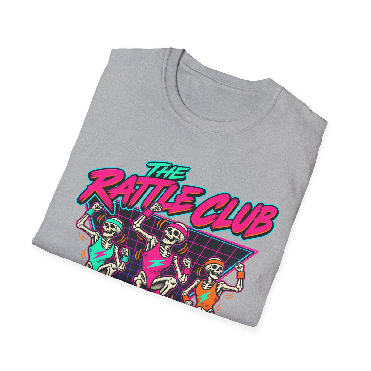 The Rattle Club T-Shirt — Retro Neon Skeletons "Members Only After Midnight"