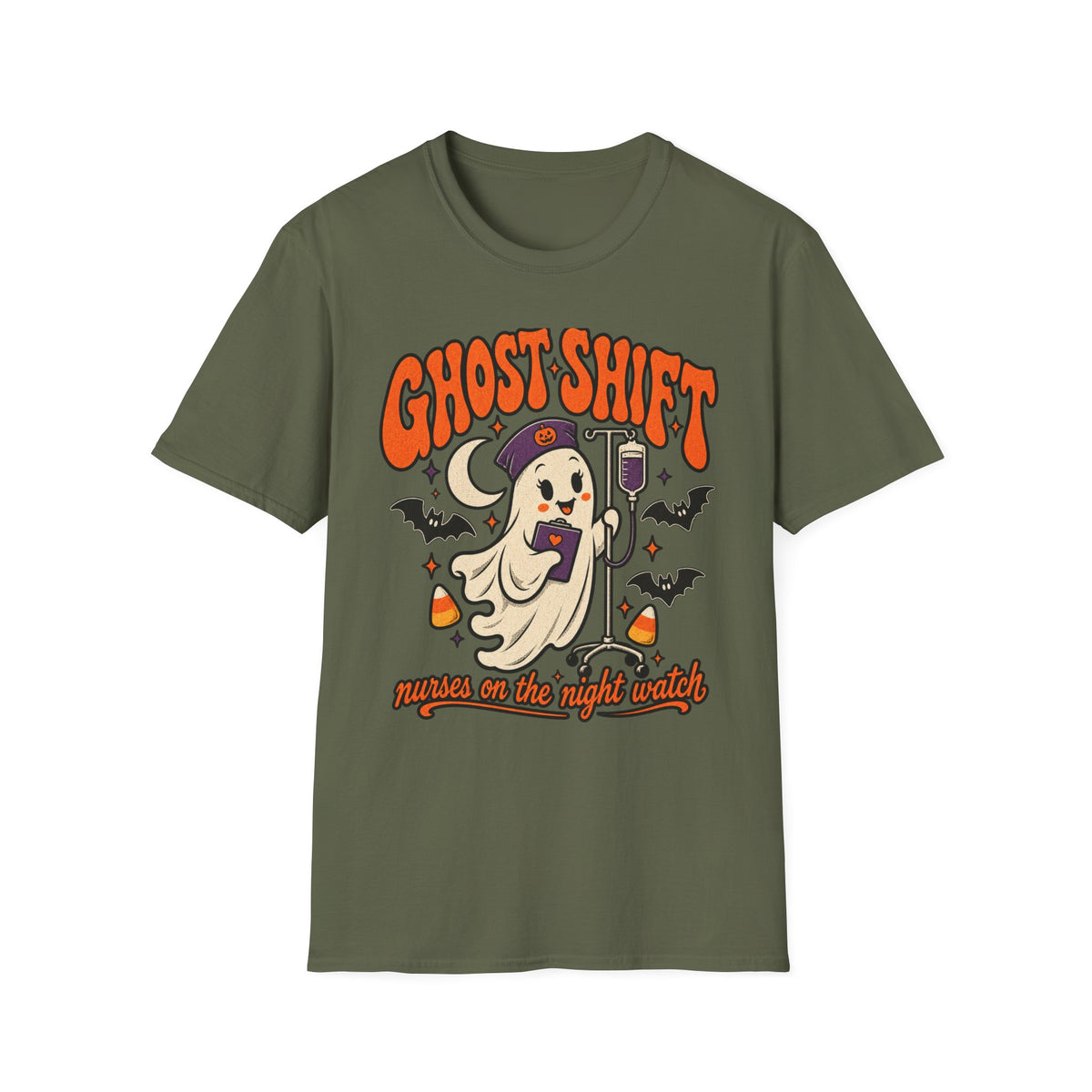Ghost Shift T-Shirt — Cute Nurse Ghost Halloween Night Shift Tee