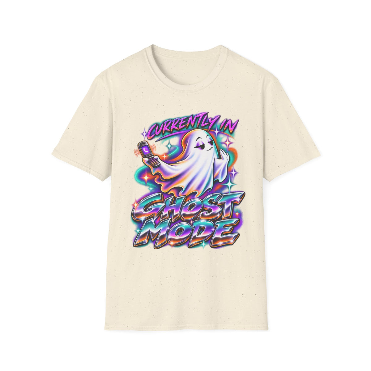 Ghost Mode T‑Shirt — "Currently in Ghost Mode" Cute Neon Ghost Graphic Tee